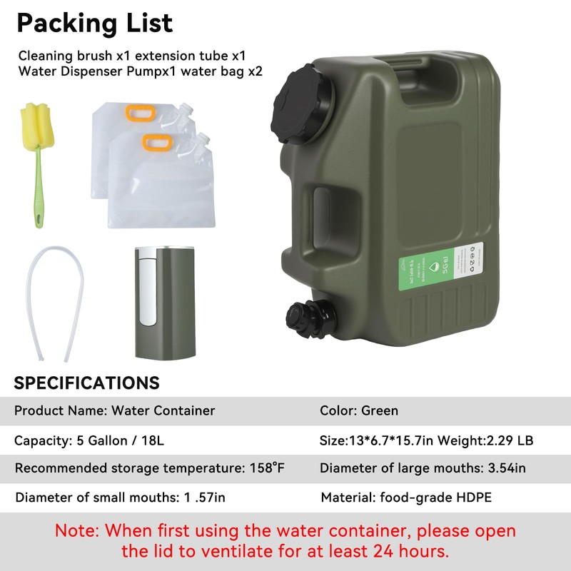 FIRINER 5 Gallon Water Jug, Bpa Free Large Water Jug
