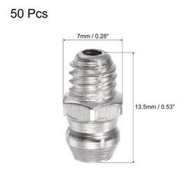 uxcell Grease Nipple, Grease Fittings, Nickel Plated Iron, Straight Grease Fittings, M6 x 1mm Threads, Hydraulic Grease Fittings, Accessories, Pack of 50