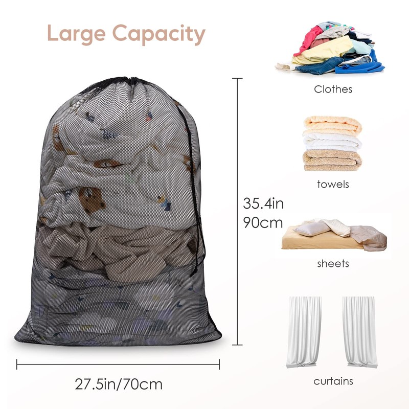 Meowoo 2Pcs Laundry Bags with Drawstring,70×90cm Mesh Laundry Bags for