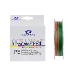 OCEAN CAT 4 Strands Braided Fishing Line Zero Stretch Smooth Smaller Diameter Abrasion Resistant Super Strong High Performance PE Fishing Line Superline (Multicolor, 2.0#-22LB(10KG)-0.24mm-300Yds)