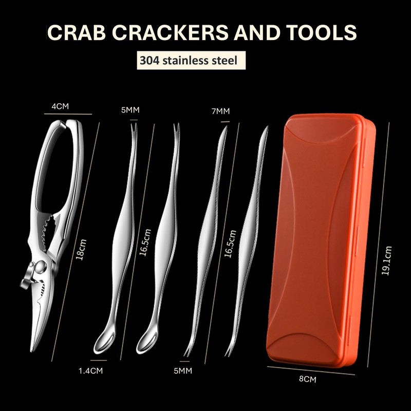 ACCUFINE Crab Crackers and Tools in Case Stainless Steel Set