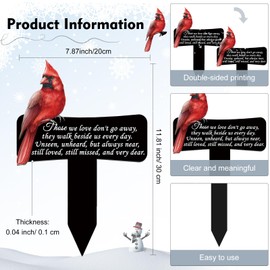 Hicarer Cardinals Grave Markers Cardinals Memorial Gift Metal Sympathy Stakes for Cemetery Memorial, Garden Yard, 11.8 x 7.87 Inch(Love Forever)