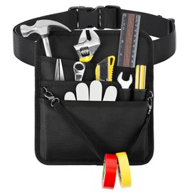 Likesing Tool Belts for Men, 5-in-1 Oxford Work Pouch Small Tool Belt for Women, Black Utility Waitress Apron with Adjustable Waist Strap, Waist Apron with Pockets for Garden Waitress Electrician