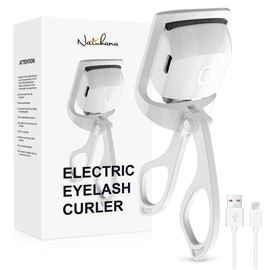 NATUHANA Electric Eyelash Curler,Rapid Heated Smart Lash Curler with Sensing Heating Silicone Pad,USB Rechargeable Eye Lash Curler,Quick Heat, Natural Curling,Long Lasting Lash Curler… (white)