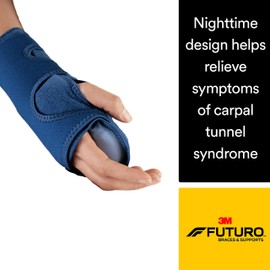 FUTURO Night Wrist Support, Helps Provide Nighttime Relief of Carpel Tunnel Symptoms, Breathable, One Size