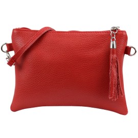 SH Leder Real Leather Shoulder Bag, Clutch Bag, Small Evening Bag, 22 x 15 cm, Anny, G248 - Red -