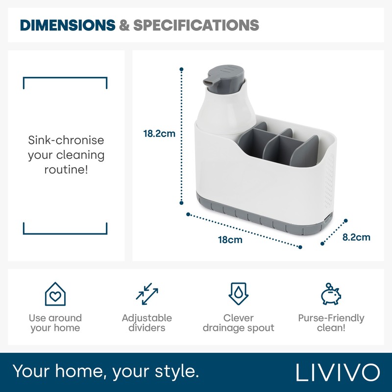 LIVIVO 2-in-1 Sink Caddy and Foam Soap Dispenser, Kitchen and