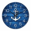 White Anchor Wall Clock Battery Operated Nautical Vintage Wood Blue