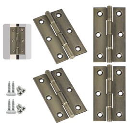 Anstore Door Hinges 3 Inch, Hinges for Wood, Bronze Stainless Steel Internal Door Hinges, Folding Door Hinges with 24Pcs Screws, for Home Door, Window, Storage Box Repair, 4 Pcs