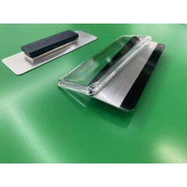 Unbranded 50 pack Blank Metal Name Tags Plate Clear Plastic Lens - Magnet - Black Print