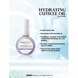 LEGACY NAILS Professional Lavender Hydrating Cuticle Oil - Conditions, Nourishes and Protects Cuticles from Breaking, Dry, and Peeling