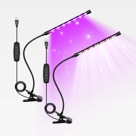 iPower Full Spectrum LED Grow Light for Indoor Plant, Clip Growing Lamp with 3 Light Modes&10 Dimmable Levels, Auto On Off Timing 6 9 12Hrs, Red&Blue+White