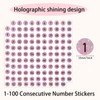 1 Inch Holographic Number Stickers, Glitter Consecutive Number Stickers 1-100,