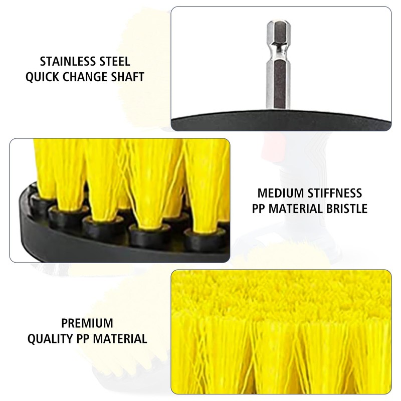 Drill Brushes Attachment Set 4Pcs Brush for Drill 1/4in Power