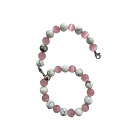 Locsanity Interlocking, Sisterlock, Dreadlock, Crochet Tool Bracelet Holder, Pink Beads (Pink/GreyMarble)