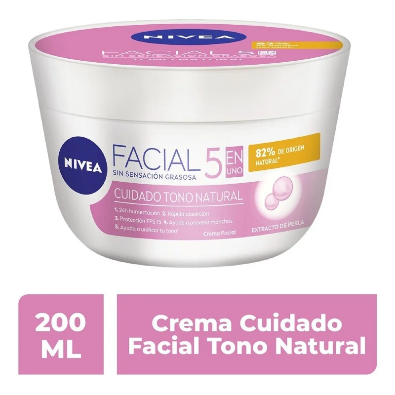 Crema Facial Hidratante Aclarante 5en1 FPS15 200ml NIVEA| Hidratación, Protección