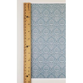 Itsy Bitsy Mini Dollhouse Wallpaper Damask Blue Gray Victorian 1:12 Scale Itsy Bitsy Miniatures