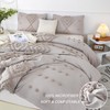 ZRNBAST Oatmeal Tufted Queen Comforter Set 3 Pieces Beige Grey