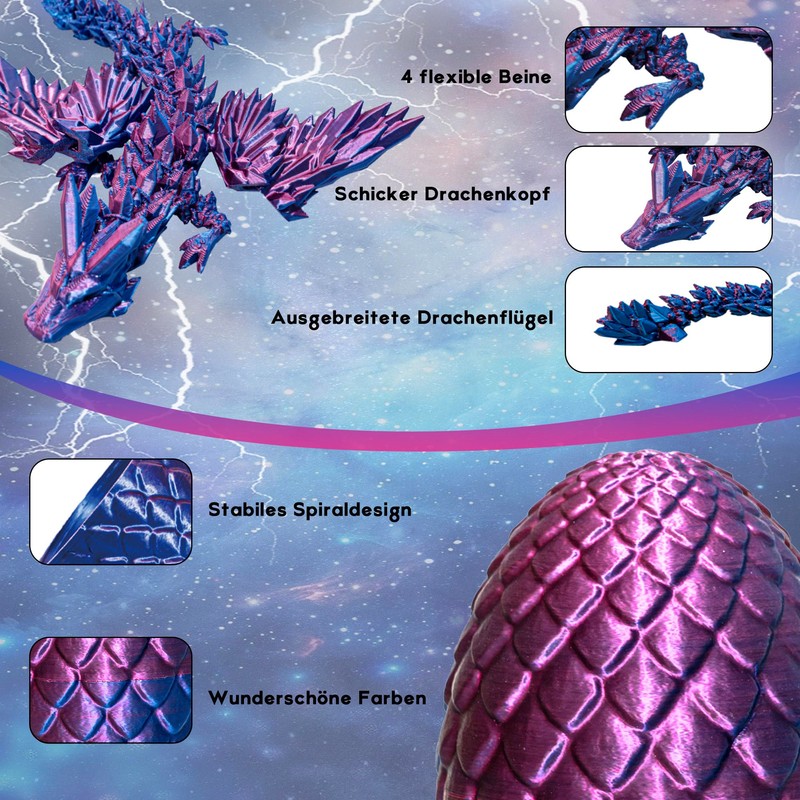 LUMIN TUTU 3D Dragon with Wings in the Egg, 3D