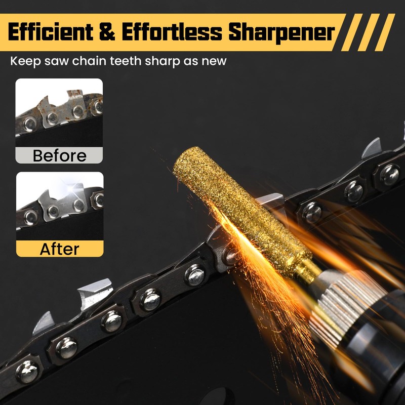 Nooklean 24PCS Diamond Chainsaw Sharpener Bits, 3 Sizes (5/32'', 3/16'',