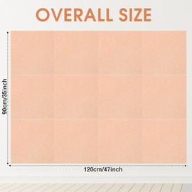 Honoson 12 Pack 47"x35" Large Cork Boards Tiles Alternative Felt Wall Tiles Bulletin Board with Safe Adhesive Cork Board Squares for Walls Organize Home Office Classroom Pin Photo Panels(Light Pink)