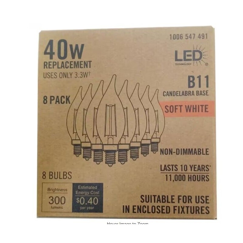 ecosmart 40-W Equivalent B11 Non-Dimmable Clear Glass Filament Vintage LED
