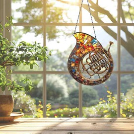 French Horn Ornaments Acrylic Window Hanging - Gifts for French Horn Lovers, French Horn Gifts for Women Men - French Horn Decor - French Horn Christmas Decorations