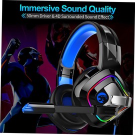 Levemolo Led Gaming Headset with Surround Sound RGB Lighting Over-Ear Headphones for Immersive Gaming Comfortable Noise Cancelling Design