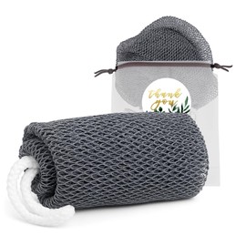 YATCHA 1 Pack Loofah Exfoliating Body Scrubber Bath Sponge, African Net Sponge Authentic, Clean Nylon Scrub Towel, Loofah for Women, Colorful, Grey