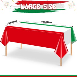 6Pack Italian Flag Tablecloth, Italian Themed Disposable Plastic Tablecloth, Rectangle Italian Table Cover for Italy Family Gathering Christmas Party Decorations and Party Supplies 54 x 108 Inch