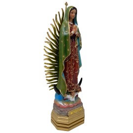Virgen de Guadalupe Capa Verde Estrellas  Estatua Resina Resin 12 Inches 25437-1