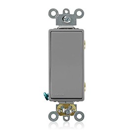 Leviton 5622-2GY 20 Amp, 120/277 Volt Decora Plus Rocker Double-Pole AC Quiet Switch, Gray