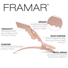 FRAMAR FRAMAR Neutral Alligator Clips For Hair Styling 10 Pack C Professional Alligator Hair Clips For Women, Hair Clip For Women, Salon Hair Clips For Styling C Firm Hold Without Slipping