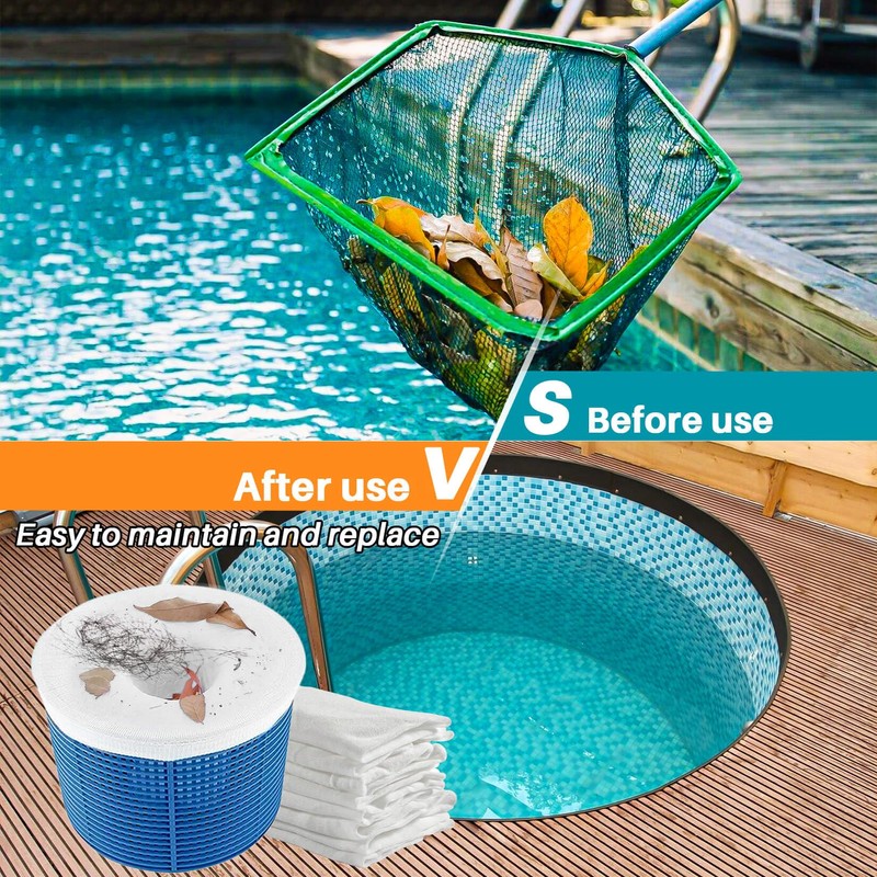 RAINFLOW 30-Pack Pool Skimmer Filter-Socks - Pool Socks for Skimmer