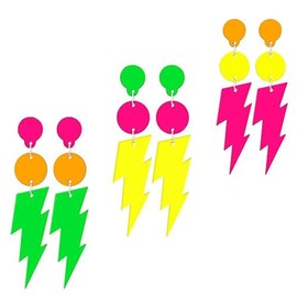 80s Neon Earrings for Women Colorful Lightning Acrylic Drop Dangle Earrings Retro Geometric Earrings Neon Earrings for 80's Outfit Glow Party Accessories 80s Jewelry