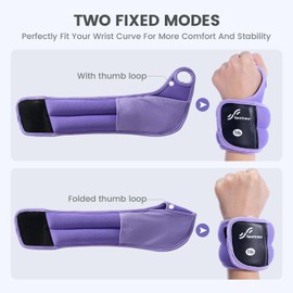 Sportneer Wrist Weights with Thumb Hole for Men Women Arm Hand Weights for Running Walking Jogging Physical Therapy Gym Strength Training Cardio Exercises 1 LB x 2 (Purple)