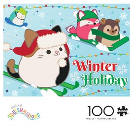 Buffalo Games - Squishmallows - Squishmallow Holiday - 100 Piece Jigsaw Puzzle for Families Challenging Puzzle Perfect for Family Time - 100 Piece Finished Size Is NA