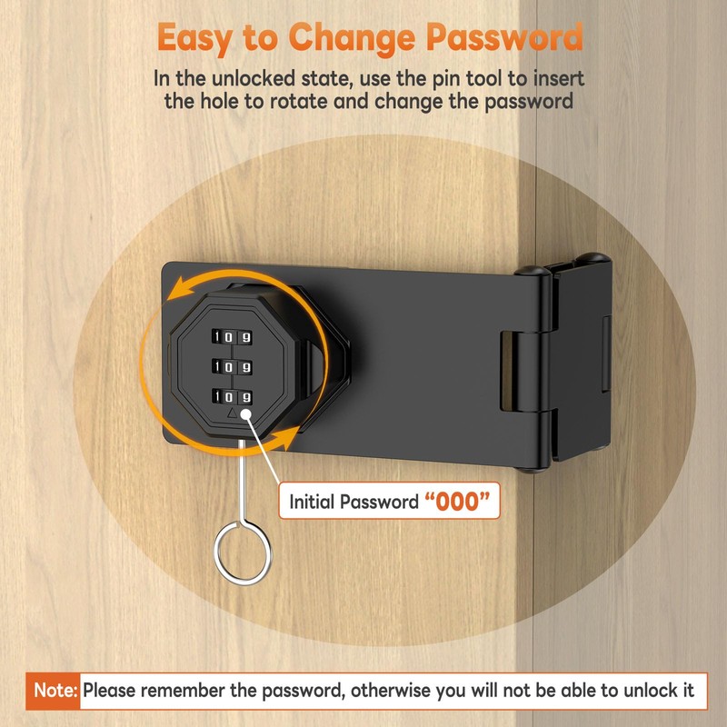 BiceNoning 90 Degree 3-Digit Combination Cabinet Lock, Zinc Alloy Keyless