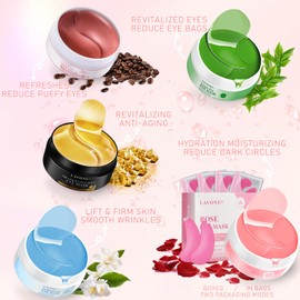 Eye Mask - 30 Pairs Rose Under Eye Patches Skin Care Products,Eye Masks Skincare for Dark Circles and Puffiness, Reduce Wrinkles, Eye Bags and Fine Lines, for Women and Man
