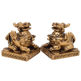 Feng Shui Pair of Pi Xiu/piyao Statue Figurine+ Free Mxsabrina Red String Bracelet J1027