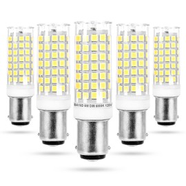 Ziomitus Dimmable BA15D Led Bulbs 120V Daylight 6000K, 40W 50W 60W T3/T4 Halogen Equivalent,Double Contact DC Bayonet Base, BA15D Bright Cool White 6W LED for Sewing Machine Wall Light,5Pack