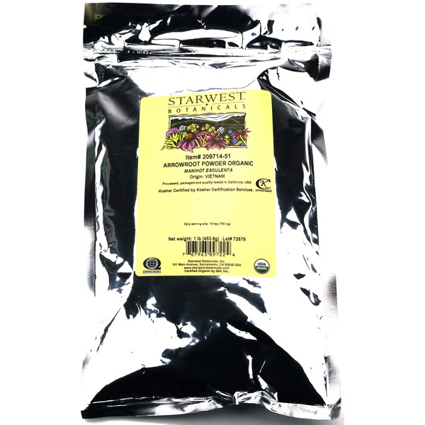 Starwest Botanicals Organic Arrowroot Powder, 1 Pound (5 Pack)