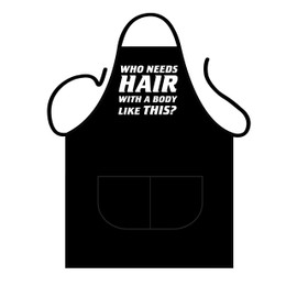 Iconic Aprons Who Needs Hair Apron, Polyester-Cotton, Multi-Colour, 90 x 69 x 0.1 cm