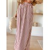Acelitt Women's Casual Striped Loose Wide Leg Pants Drawstring Elastic