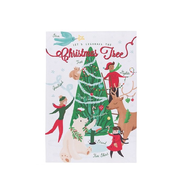 Now Designs Tea Towel (Assorted Holiday Designs), Christmas Tree Decorating
