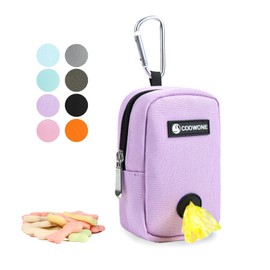 Bolsa pequeña para golosinas con dispensador de bolsas para perros, bolsas portátiles para caminar, color morado
