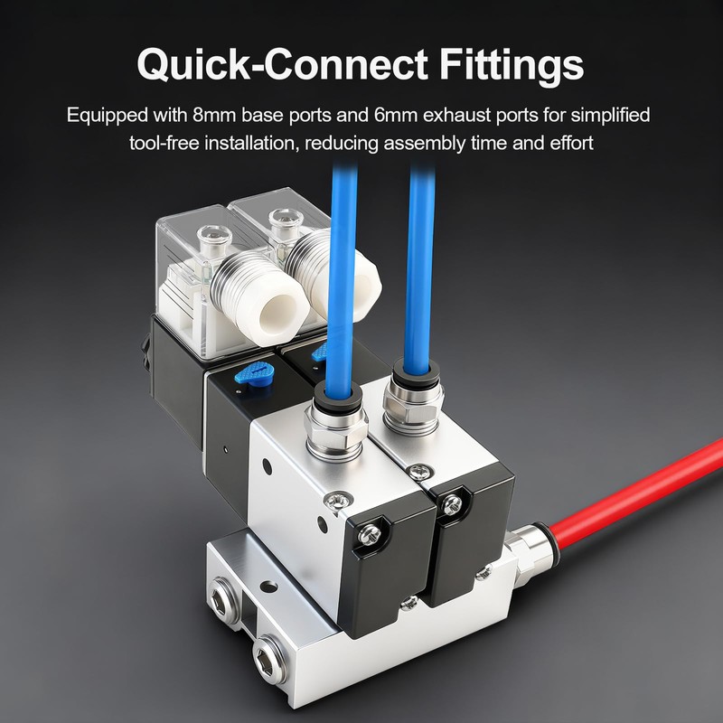 Baomain 3 Station Solenoid Valve Manifold, 12V DC 3 Way