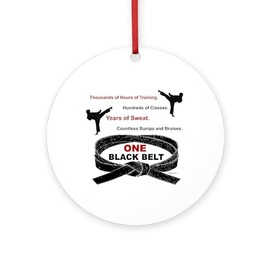 CafePress ONE Black Belt 1 Round 4" MDF Holiday Ornament