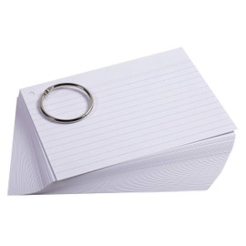 Exacompta - Ref 10340E - Bristol Revision Flashcards with Ring (Pack of 50 Cards) - A6 (105 x 148mm) in Size, Perforated Sheets, Lined Rulings - Random Colour