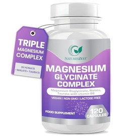 Magnesium Glycinate Complex -120 Capsules -Magnesium Glycinate Bisglycinate, Malate, Taurate with Vitamin B6, Non-GMO, Lactose Free, Muscle, Energy & Sleep Support | Vegan, Non GMO | 40 Days Supply
